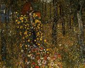 古斯塔夫克林姆特 - Farm Garden with Crucifix